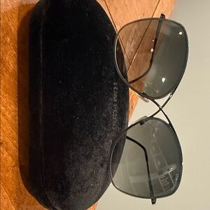 Tom Ford Black Aviator Sunglasses with Dark Grey Lenses
